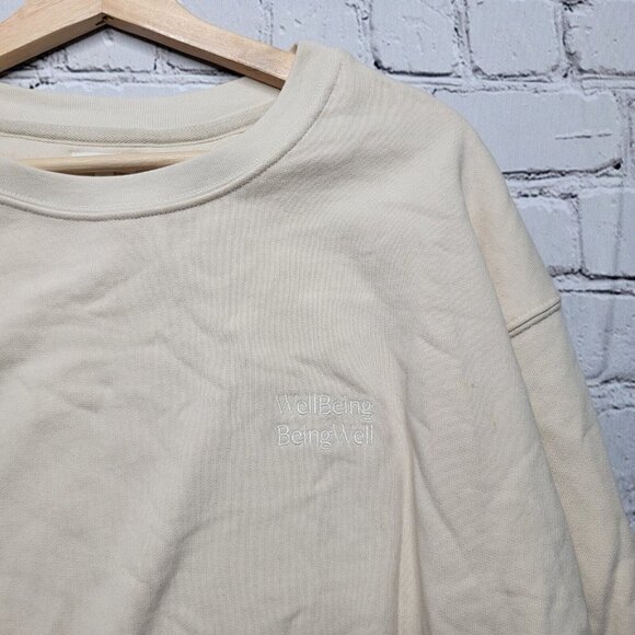 Wellbeing Being Well Goldie Cotton Sweatshirt In Bone White Cream NWT Size M - Picture 5 of 14